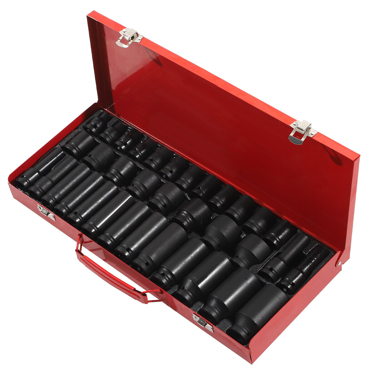 35pcs 1/2" Inch Deep Impact Socket Set Drive 8-32mm Metric Garage Sae With Case