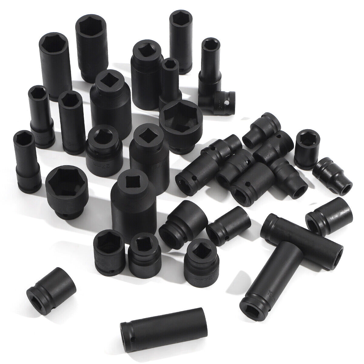 35pcs 1/2" Inch Deep Impact Socket Set Drive 8-32mm Metric Garage Sae With Case