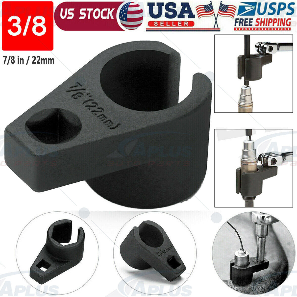Oxygen Sensor Socket Wrench Set 6 Point O2 Remover Installer Tool Drive 3/8" NEW