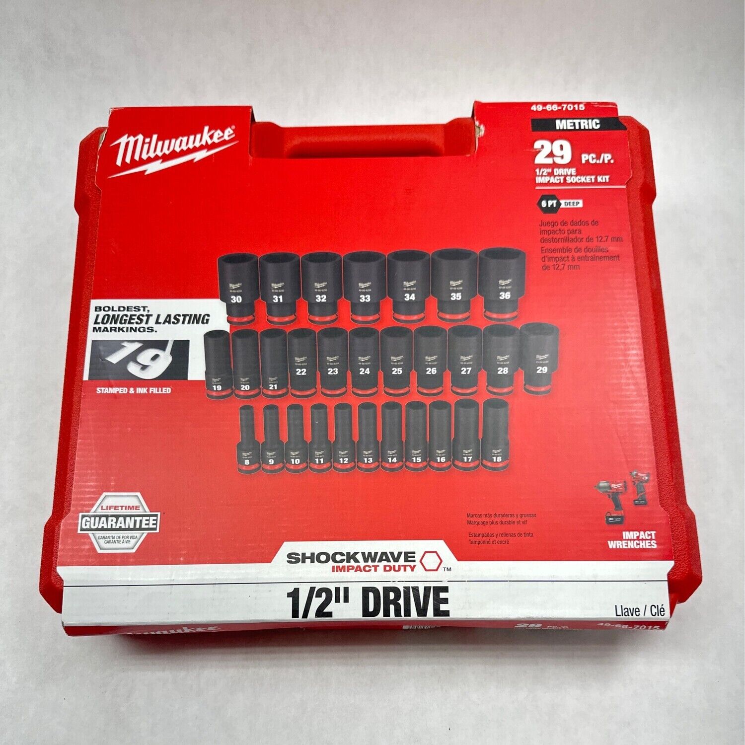 Milwaukee 49-66-7015 Shockwave Impact Duty 1/2" Drive 6PT Socket Set - 29 Pieces