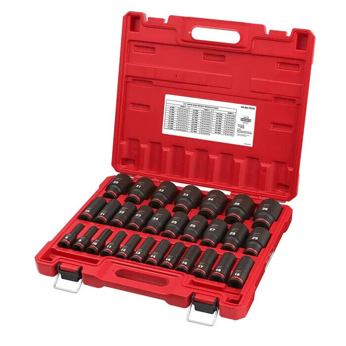 Milwaukee 49-66-7015 Shockwave Impact Duty 1/2" Drive 6PT Socket Set - 29 Pieces