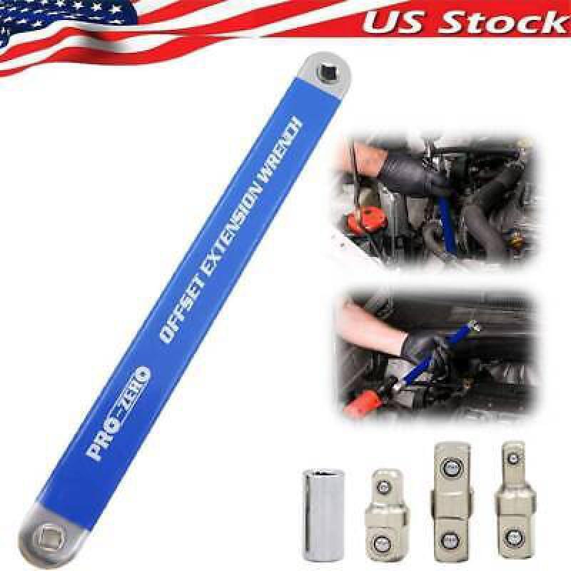 Spanner Extension Wrench Set Offset Ratchet Spanner Extender with Adapters 39cm