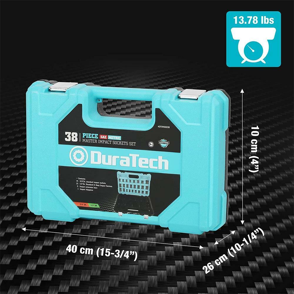 DURATECH 38 Pcs Front ＆ Back Wheel Impact Socket Set 1/2 Drive Metric Socket Set