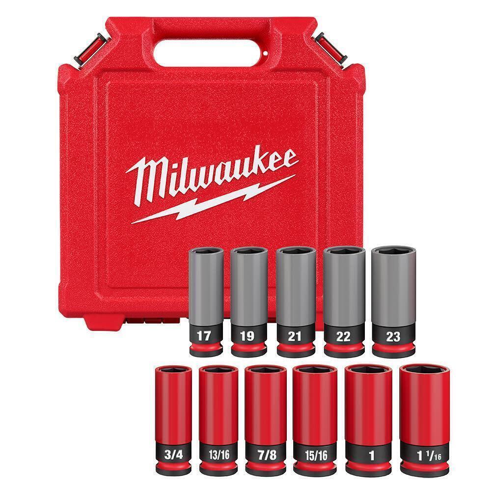 Milwaukee 49-66-7833 1/2 Drive SAE & Metric 11 Piece Lug Nut Wheel Socket Set
