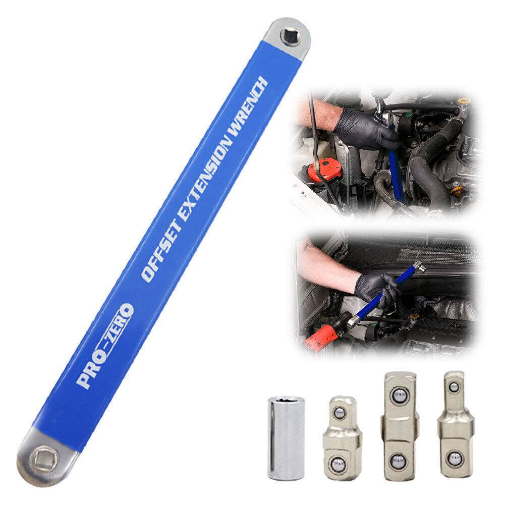 Spanner Extension Wrench Set Offset Ratchet Spanner Extender with Adapters 39cm