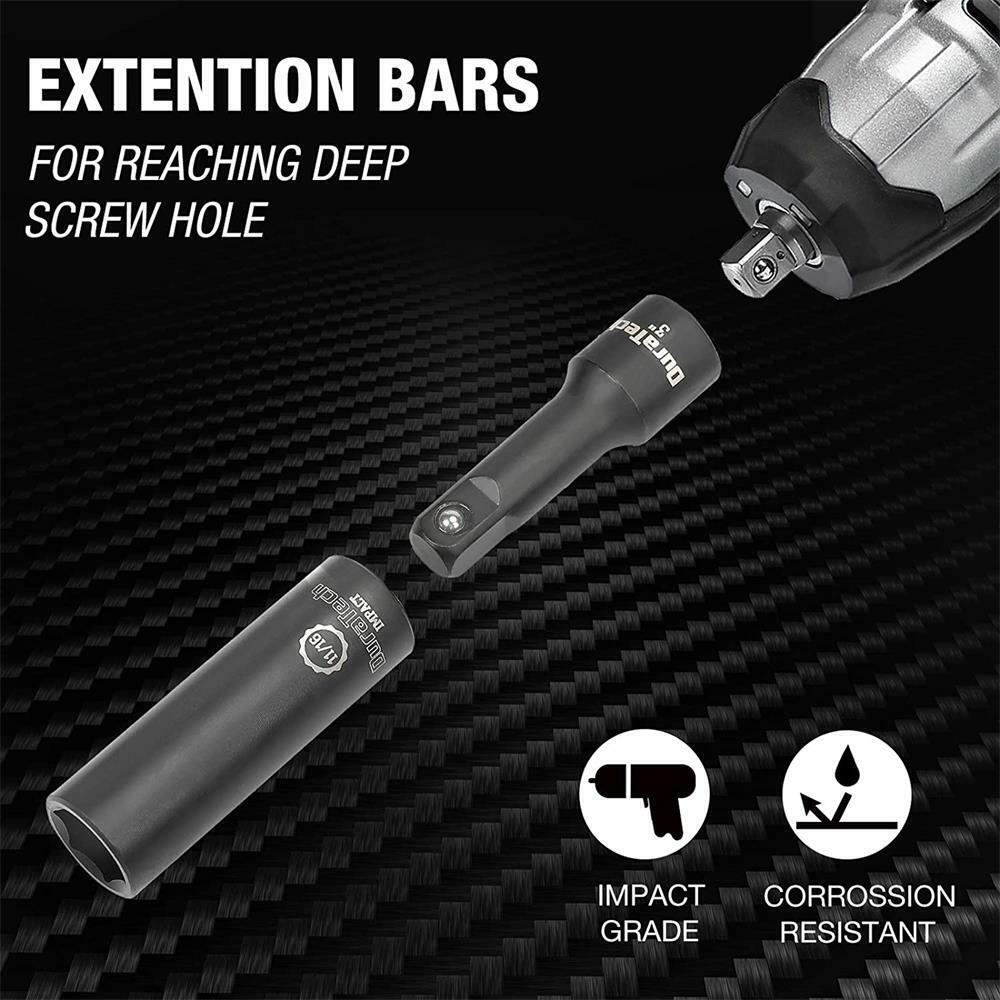 DURATECH 38 Pcs Front ＆ Back Wheel Impact Socket Set 1/2 Drive Metric Socket Set