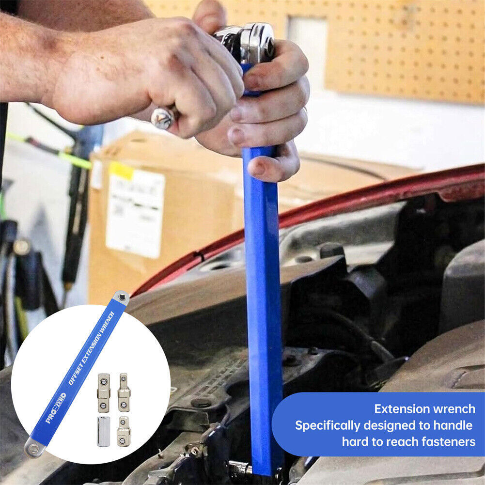 Spanner Extension Wrench Set Offset Ratchet Spanner Extender with Adapters 39cm