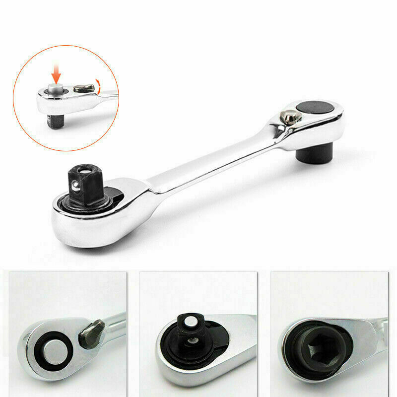 1/4" Mini Double-Ended Quick Socket Ratchet Wrench Rod Screwdriver Bit Tool