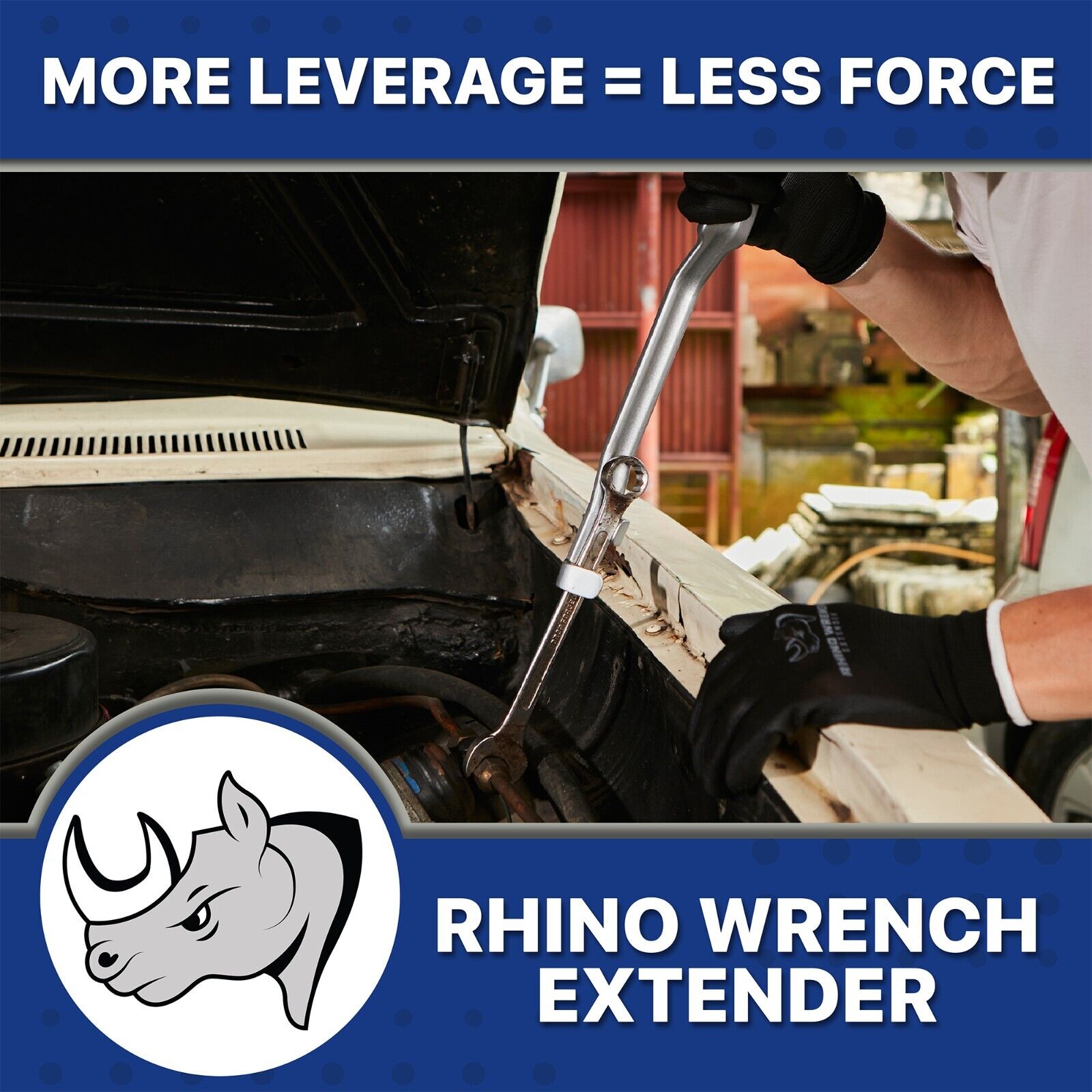 Rhino Wrench Extender Tool Bar - Extra-Long 15 Inch Wrench Extension