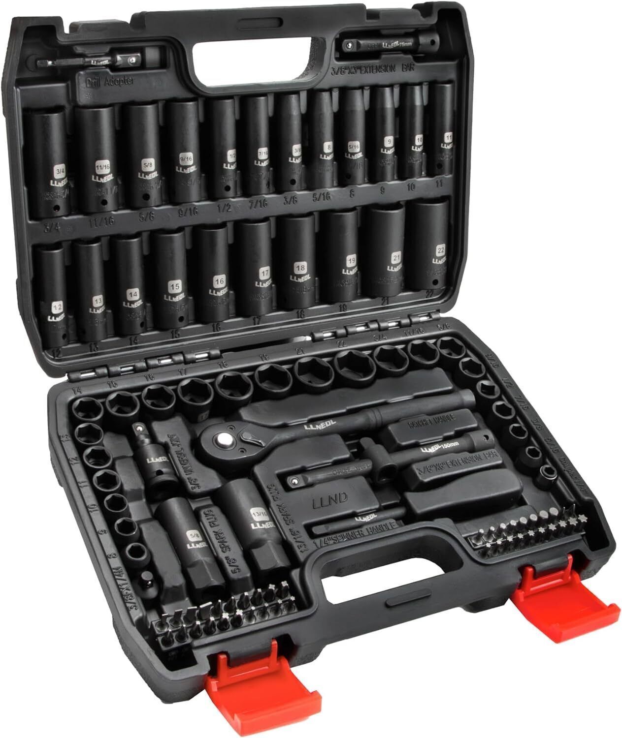 Impact Socket Set 3/8 Drive,95Pcs Deep&Shallow Socket Wrench Set,6 Point Metric