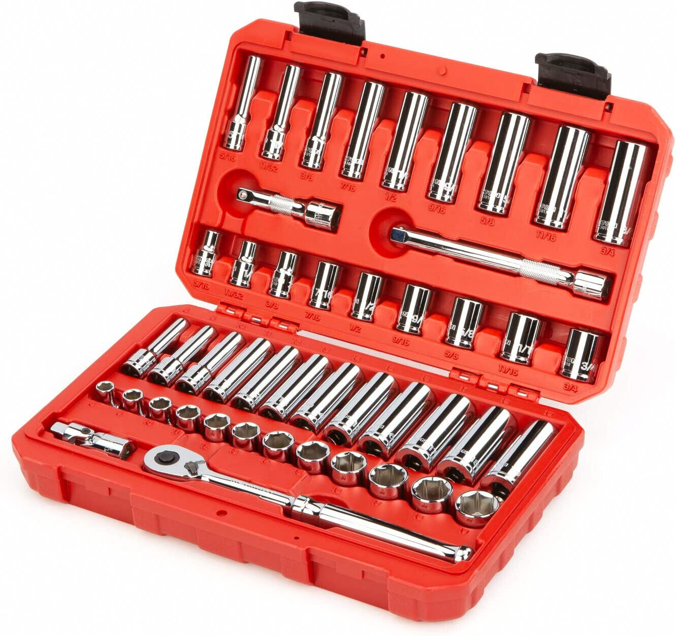 TEKTON SKT15301 Socket and Ratchet Set, 3/8 Inch Drive 6-Point,  46-Piece