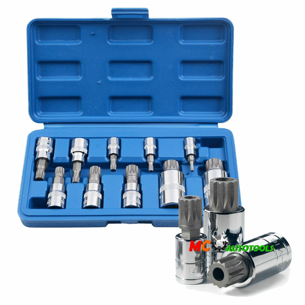 New 10pc XZN Triple Square 12 Point Spline Bit socket Set MM