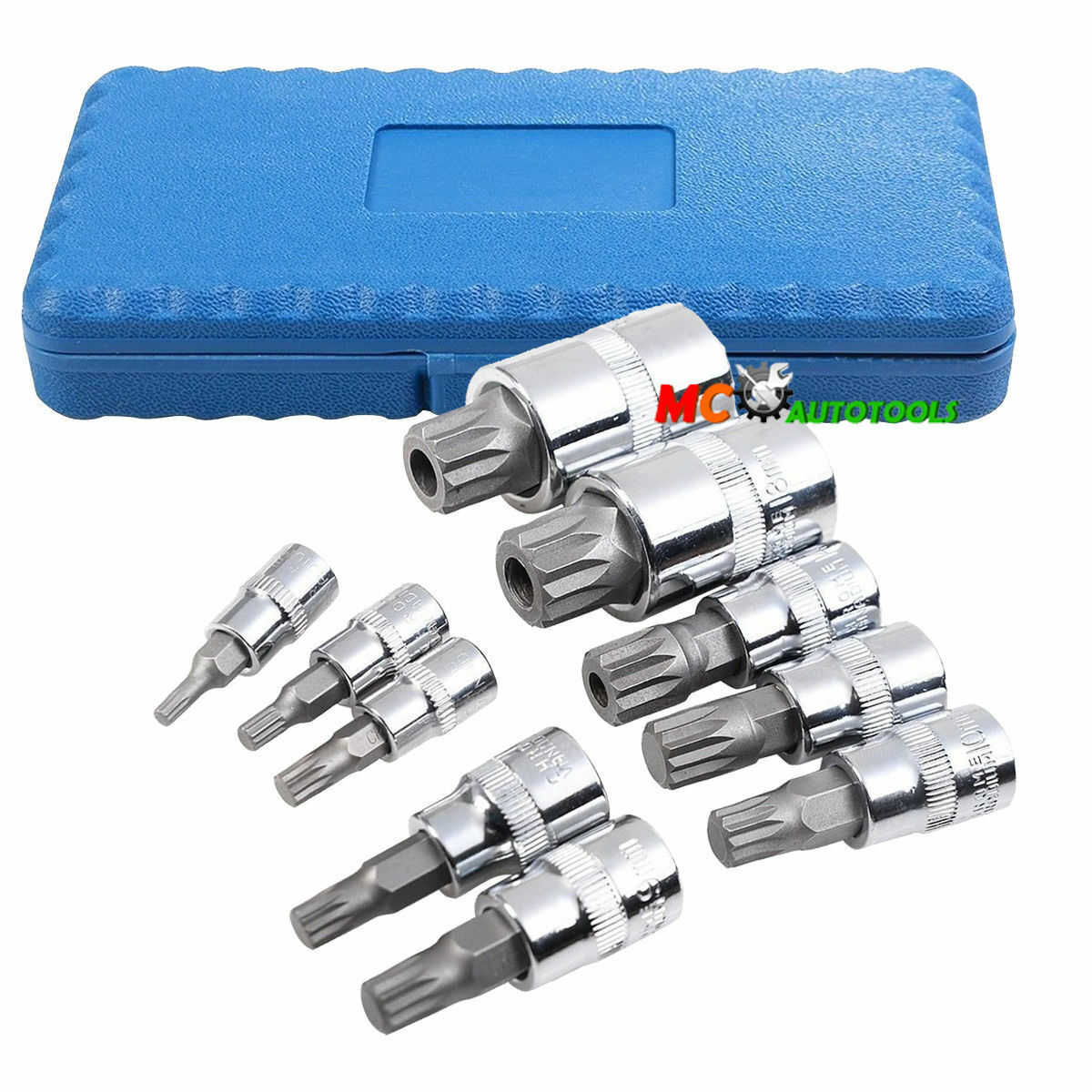 New 10pc XZN Triple Square 12 Point Spline Bit socket Set MM
