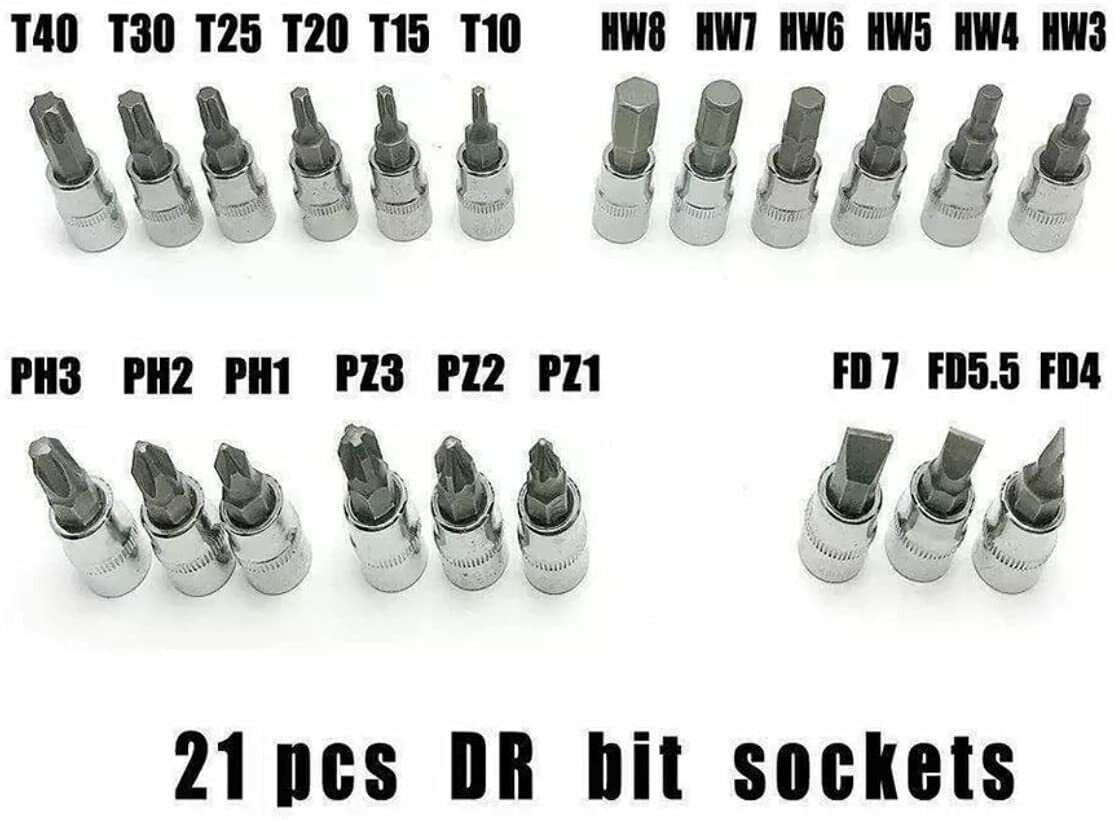 46PCS Socket Spanner Tool Kit Ratchet Wrench Set METRIC/SAE 1/4" Drive w/Case