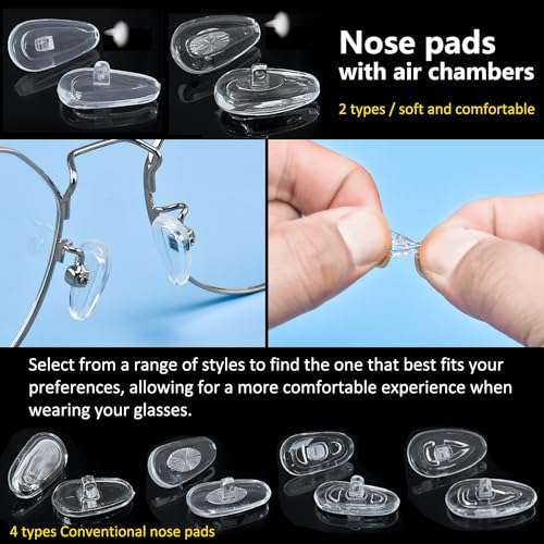 GOTOBA 22 Pairs Screw-in Eyeglass Nose Pad Kit