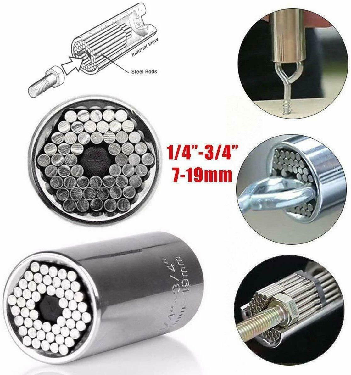 Universal SOCKET Wrench Tool 1/4-3/4 7mm-19mm Magic Grip Alligator Adapter Set