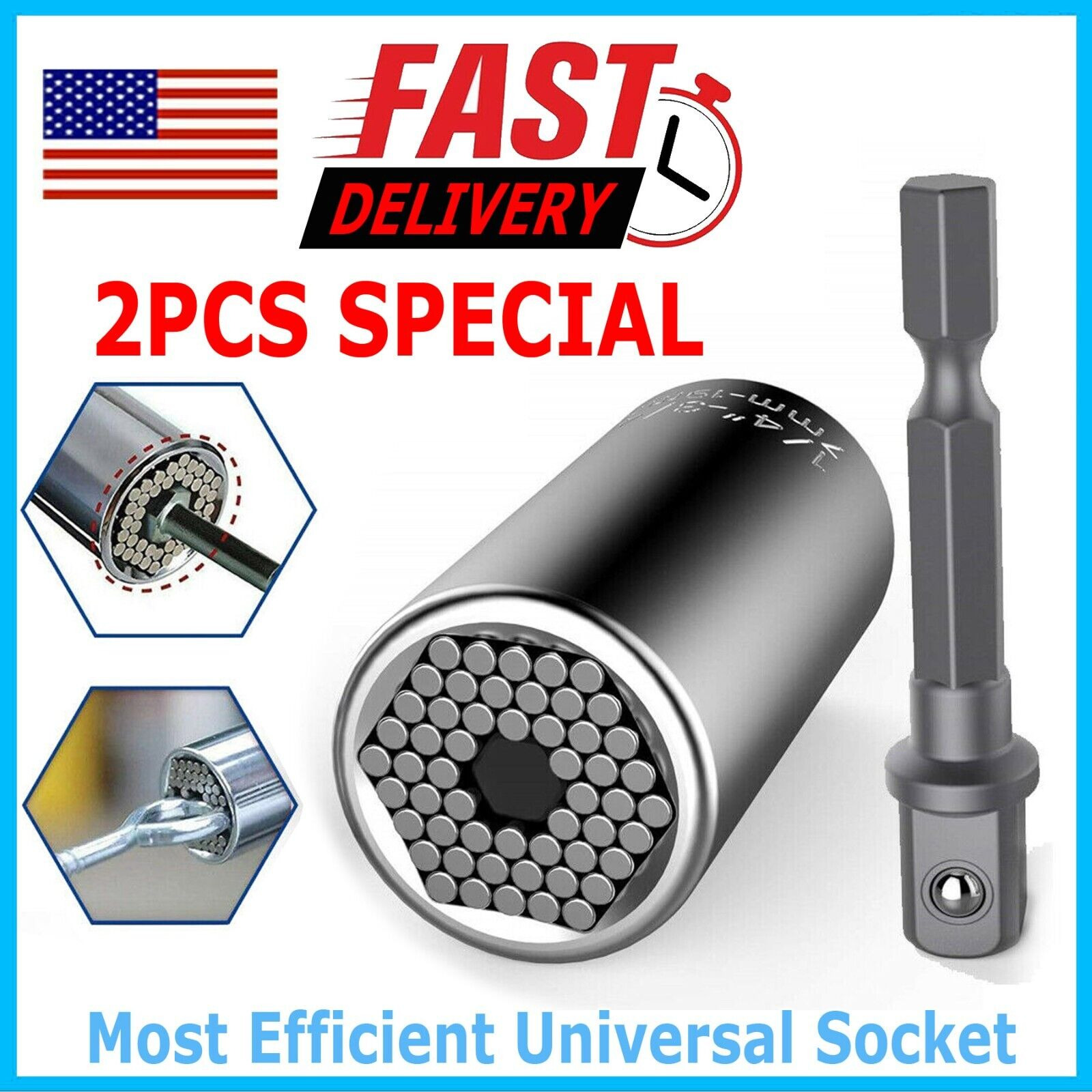 Universal SOCKET Wrench Tool 1/4-3/4 7mm-19mm Magic Grip Alligator Adapter Set