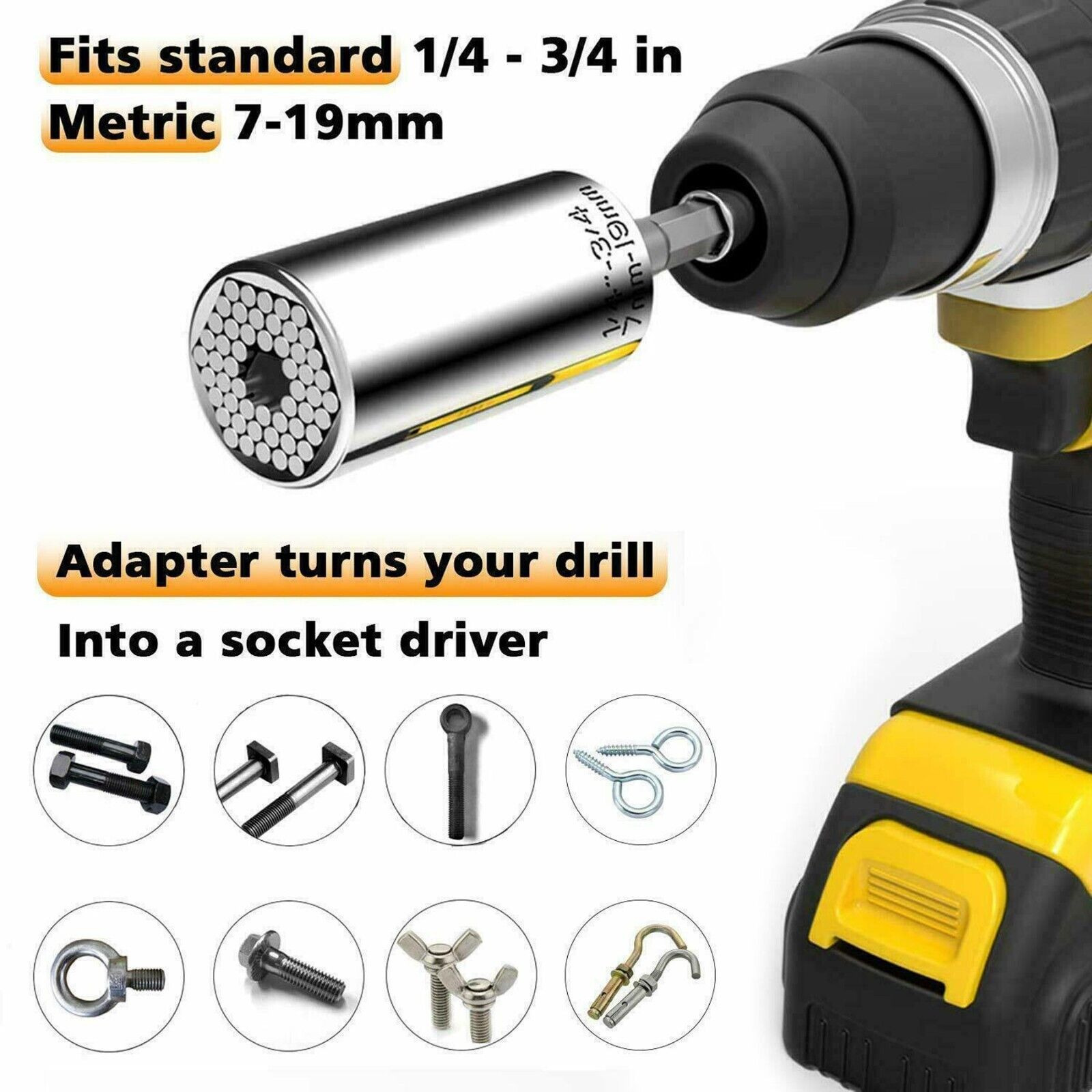 Universal SOCKET Wrench Tool 1/4-3/4 7mm-19mm Magic Grip Alligator Adapter Set