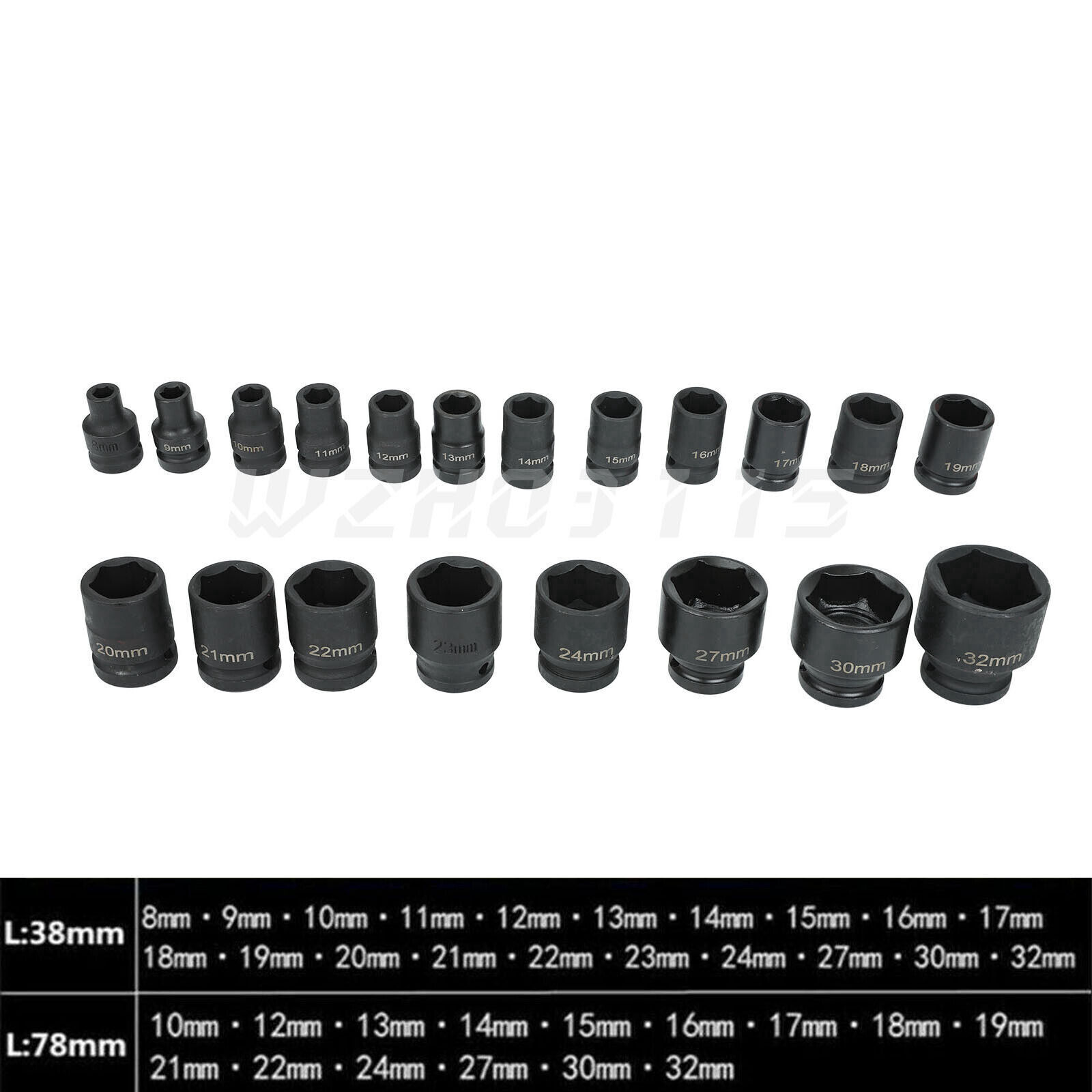 35pcs 1/2" Inch Deep Impact Socket Set Drive 8-32mm Metric Garage Sae With Case