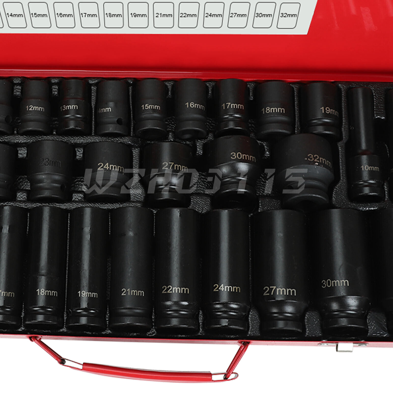 35pcs 1/2" Inch Deep Impact Socket Set Drive 8-32mm Metric Garage Sae With Case