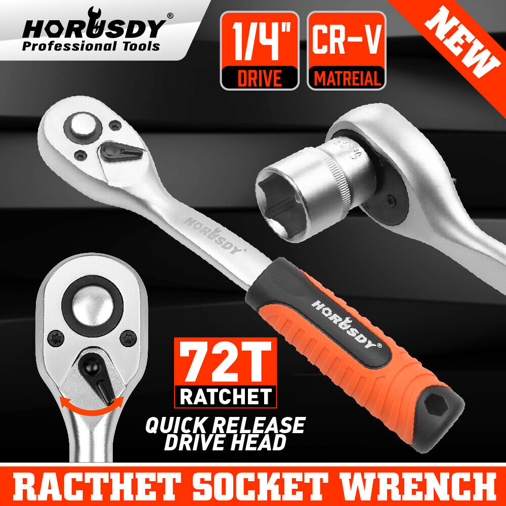 1/4" 3/8" 1/2" Drive Ratchet Socket Wrench Handle 72 Tooth Quick-Release Spanner