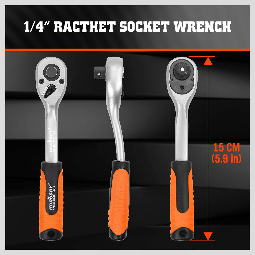 1/4" 3/8" 1/2" Drive Ratchet Socket Wrench Handle 72 Tooth Quick-Release Spanner