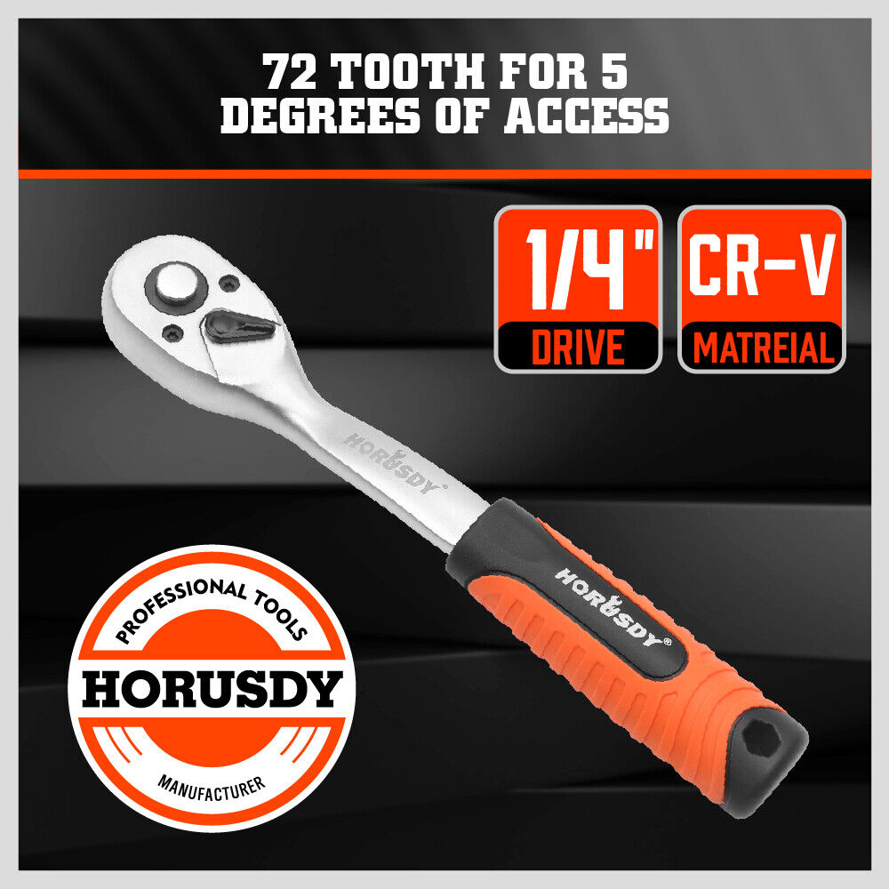 1/4" 3/8" 1/2" Drive Ratchet Socket Wrench Handle 72 Tooth Quick-Release Spanner