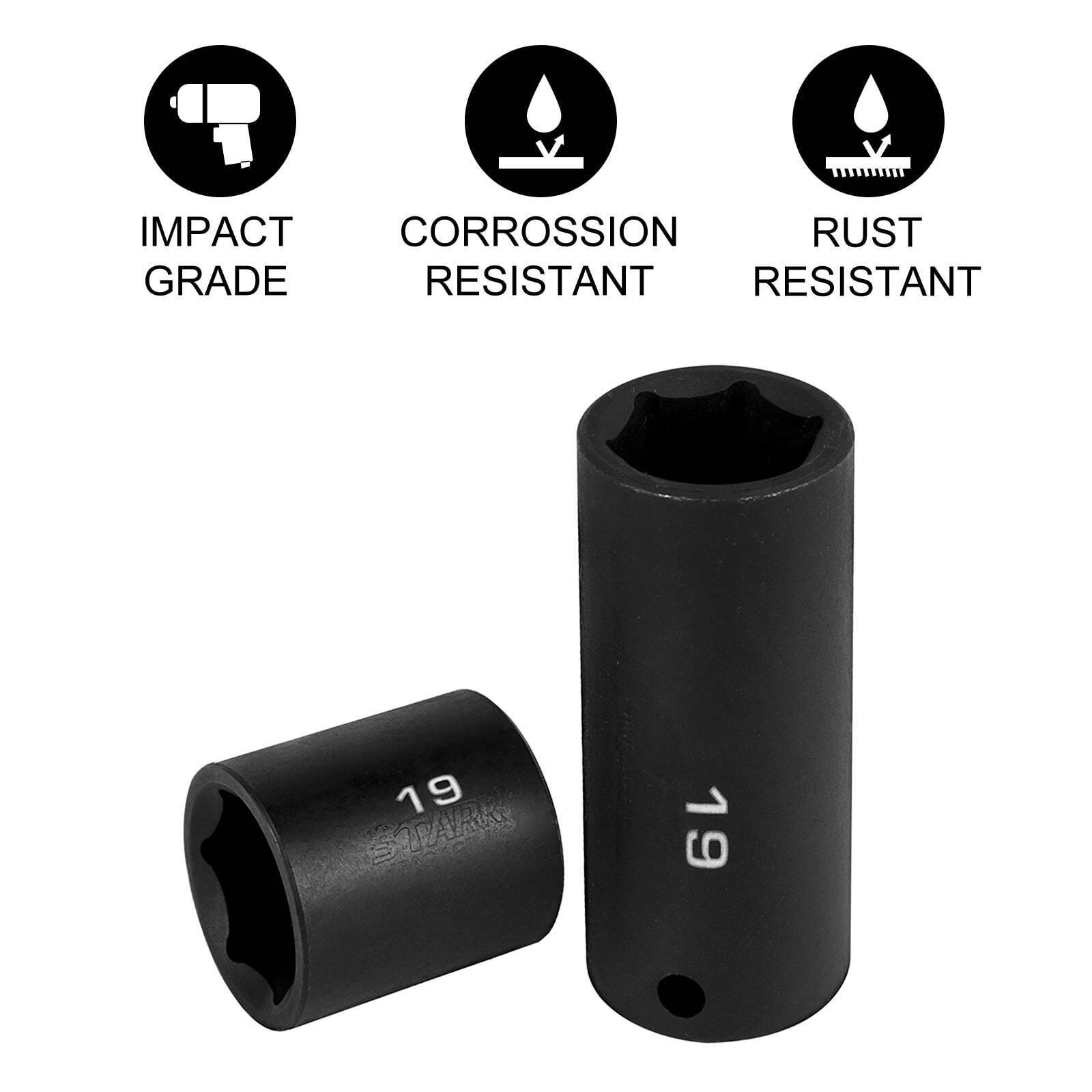  Impact Sockets Set 3/8 Inch 26 PCS, 7mm - 19mm, Deep/Standard 6-Point Se