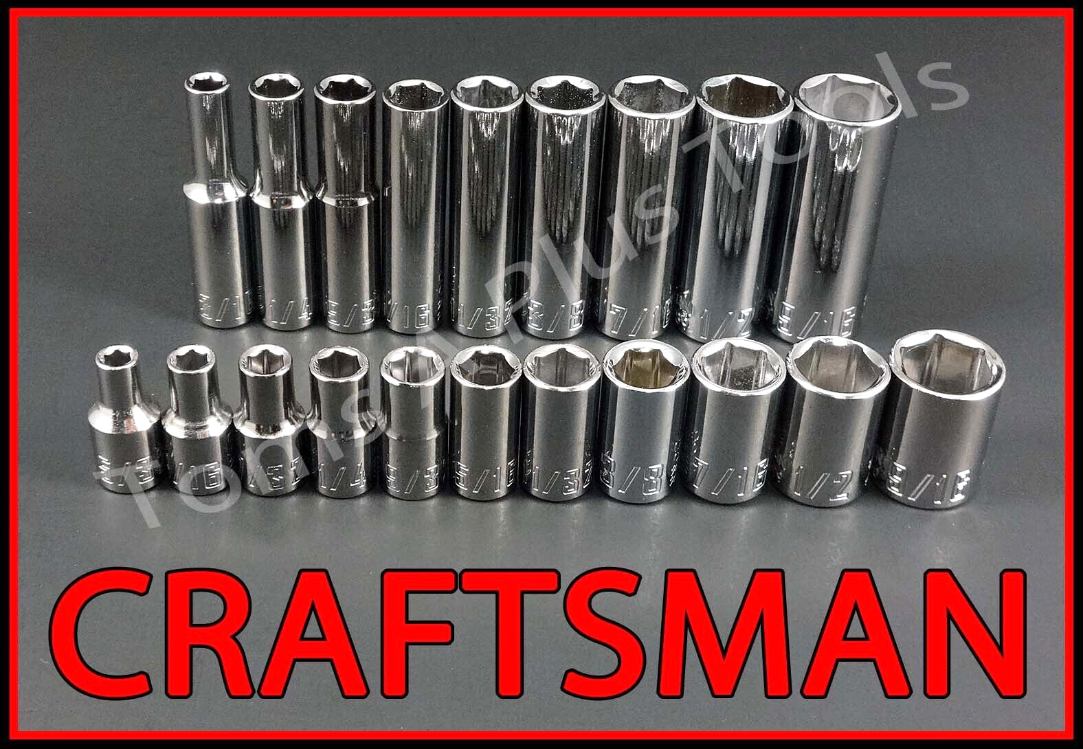 CRAFTSMAN TOOLS 20pc Short & Deep 1/4 SAE Standard 6pt ratchet wrench socket set