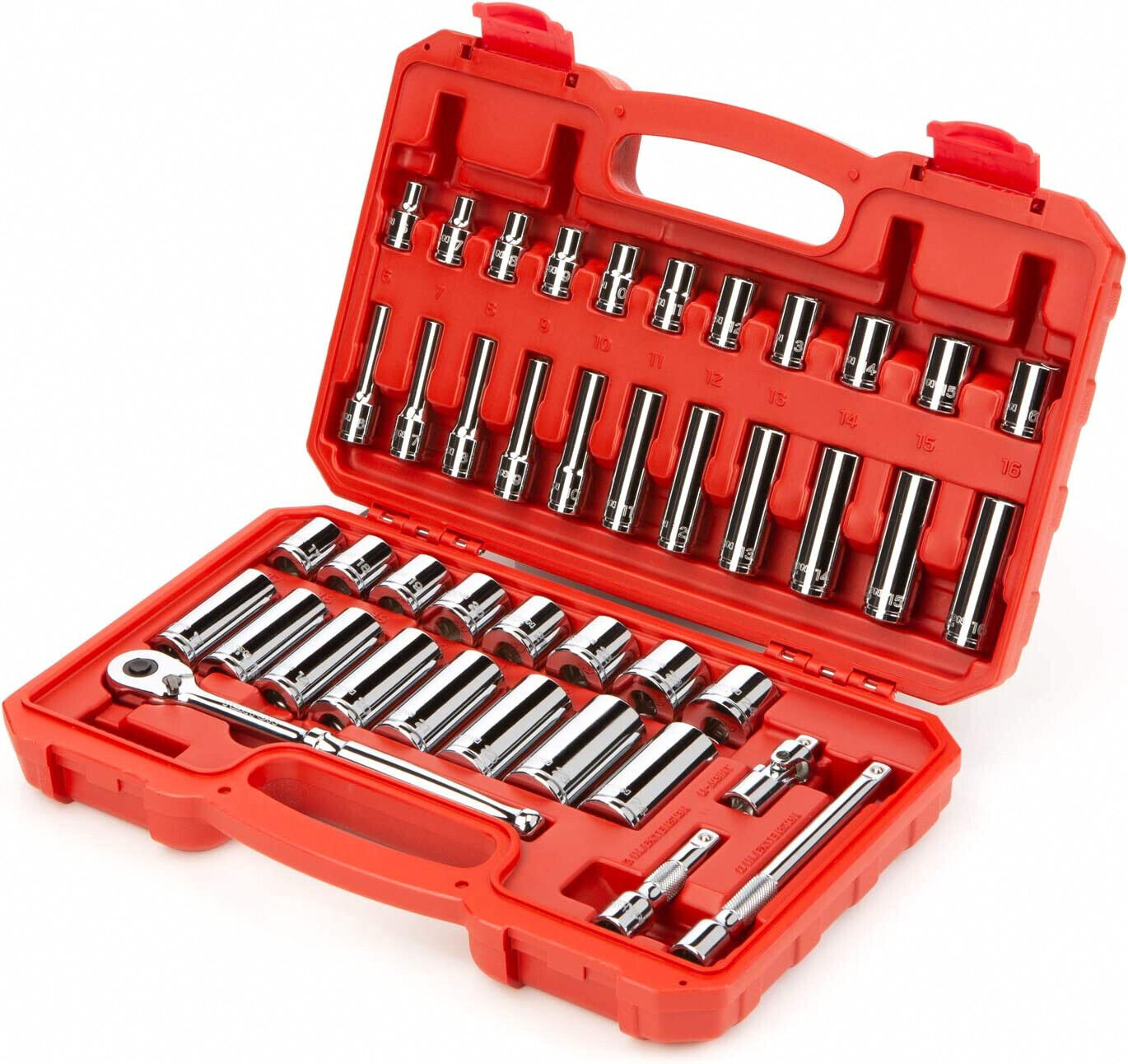 TEKTON SKT15201 - 3/8" Drive 6-Point Socket and Ratchet Set, 42-Piece (6-24 mm)