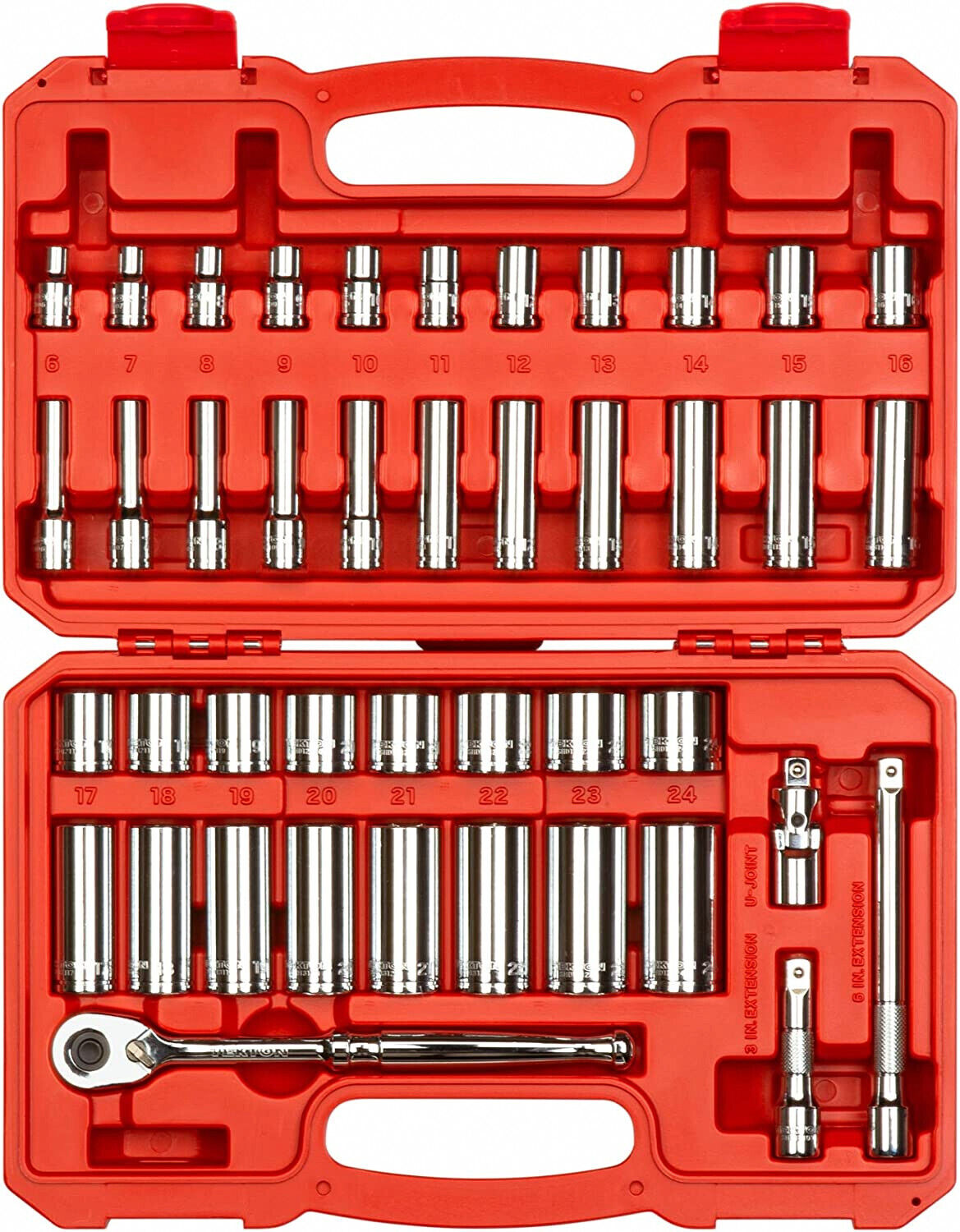 TEKTON SKT15201 - 3/8" Drive 6-Point Socket and Ratchet Set, 42-Piece (6-24 mm)