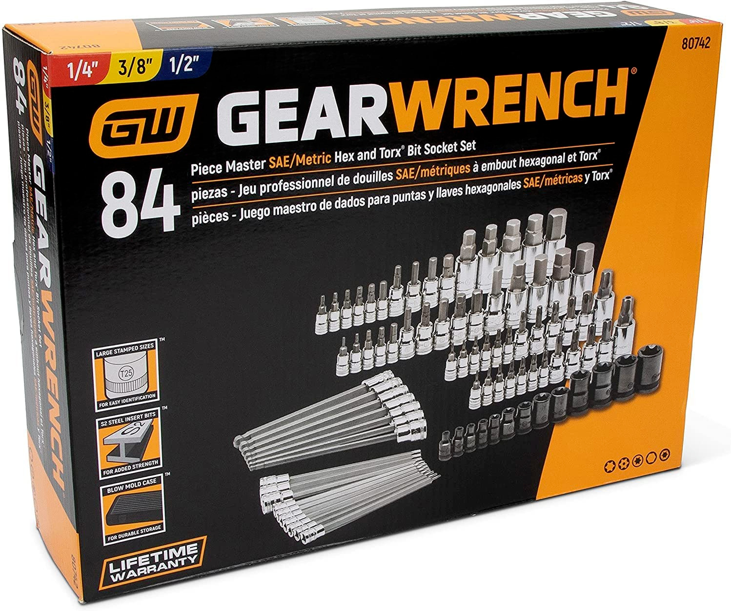 GearWrench 80742 Master SAE / Metric Hex and Torx Tamper Proof Bit Socket Set