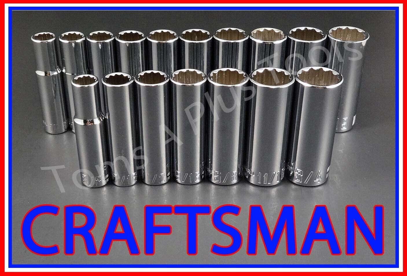 CRAFTSMAN HAND TOOLS 17pc Deep 3/8 SAE METRIC MM 12pt ratchet wrench socket set