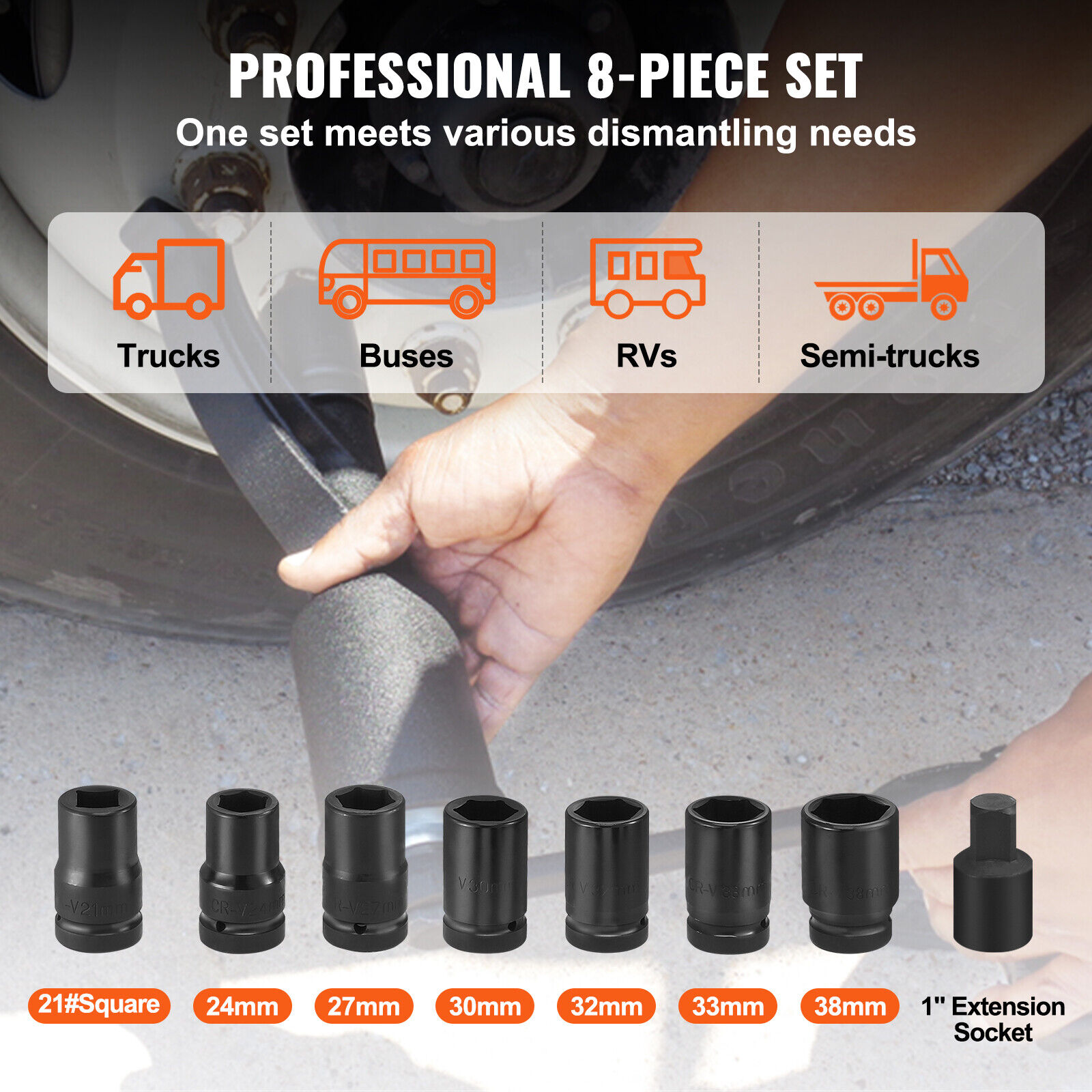 Torque Multiplier Set 1:64 Wrench Lug Nut Labor Saving Lugnuts with 8 Sockets