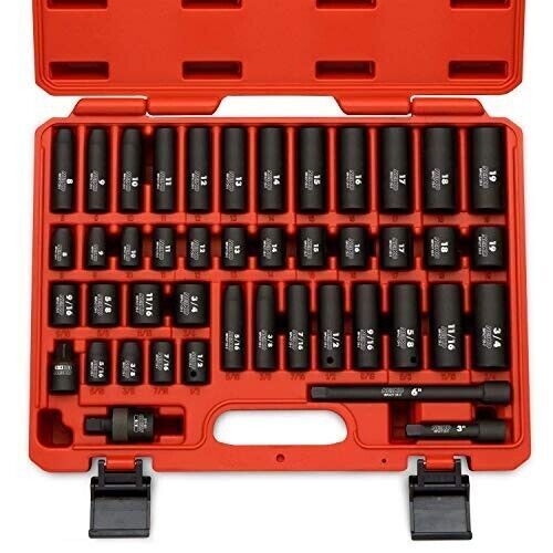NEIKO 02443A 3/8" and 1/2" Drive Master Impact Socket Set | 38 Piece | Standard
