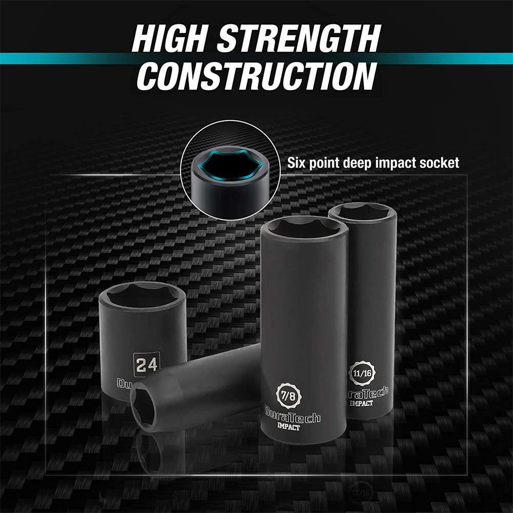 DURATECH 38 PC Impact Socket Set 1/2"&3/8" Metric/SAE Sockets w/Impact Adapter