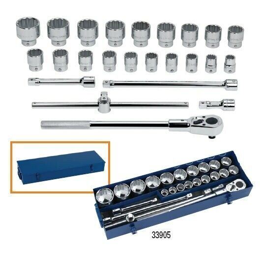 Williams Tools 33905 3/4" Dr 25pc Huge Socket Ratchet Set Metal Box 7/8"  2-1/4"