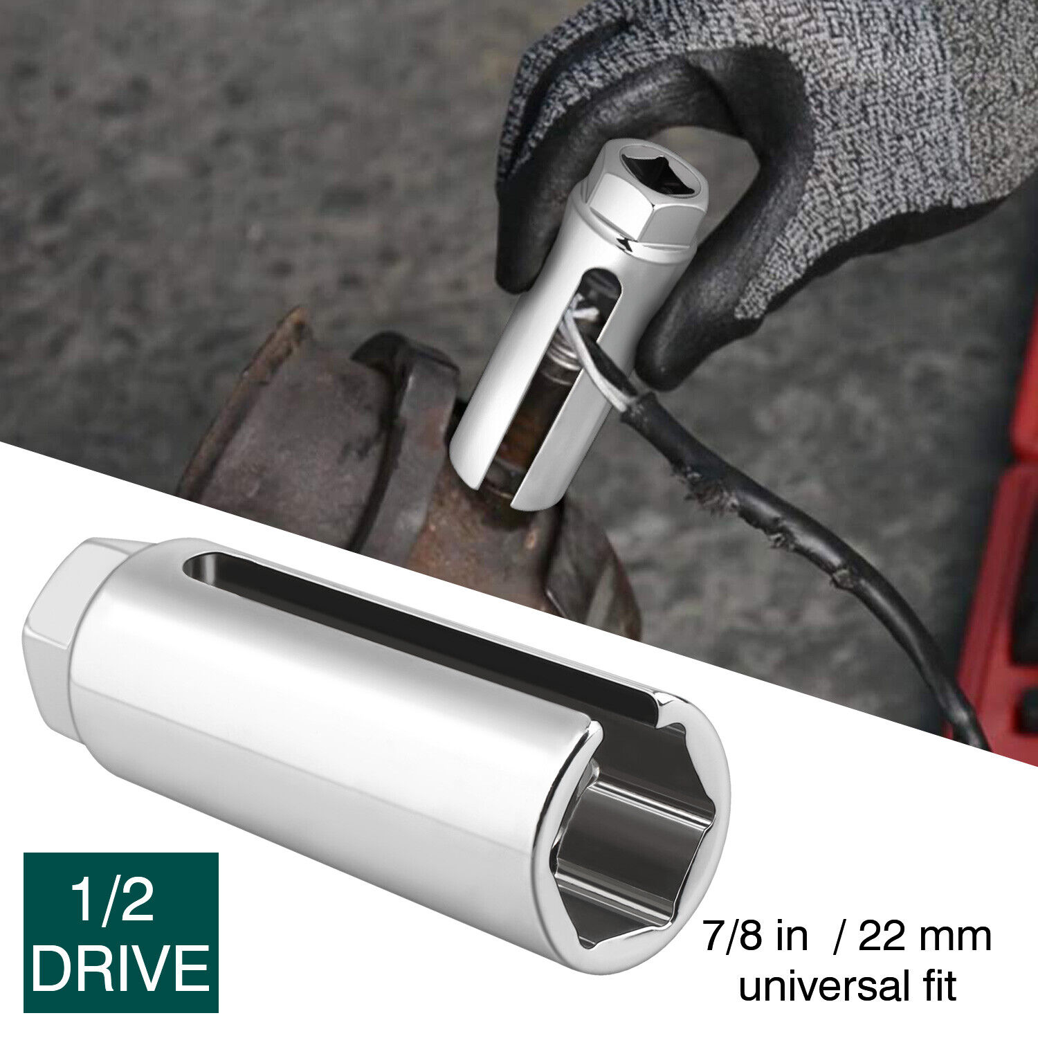 Universal 7/8'' & 22mm Offset Oxygen O2 Sensor Socket Wrench Removal Tool Drive
