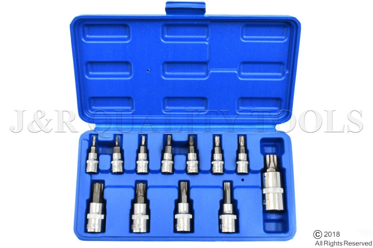 12PC Tamper Proof  6pt Star Lobe Torx Star Plus Bit Socket Set