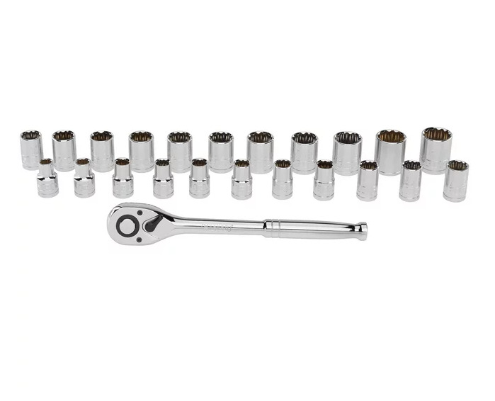 23-Piece 1/2-Inch Drive Mechanics Set with Socket Wrench Ratchet and Sets