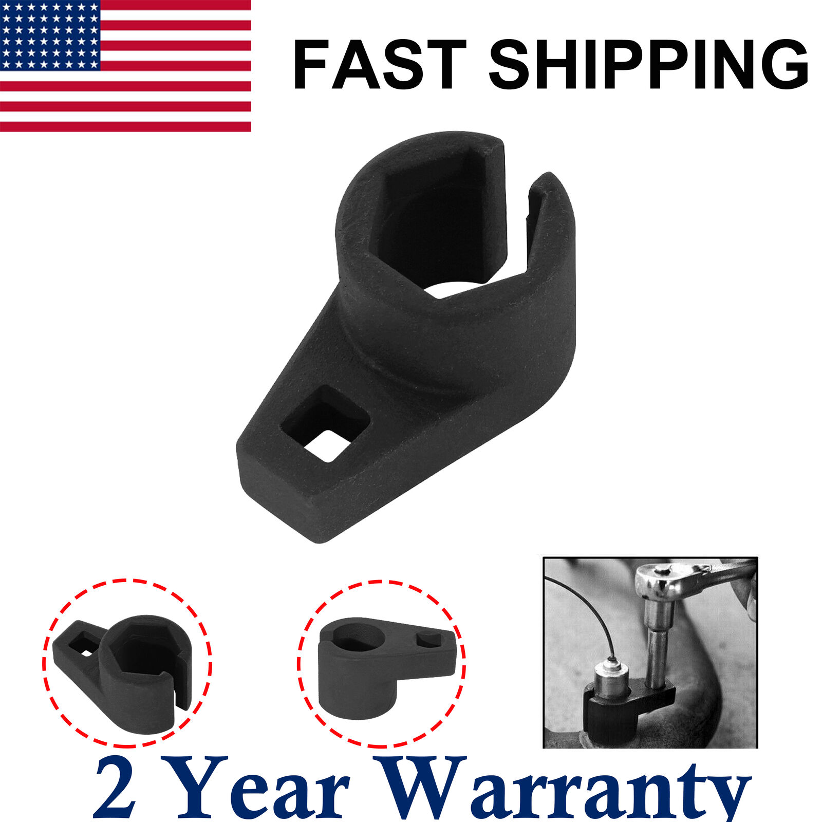 7/8-Inch 22mm Offset Oxygen O2 Sensor Socket Wrench Removal Tool Drive 3/8" US