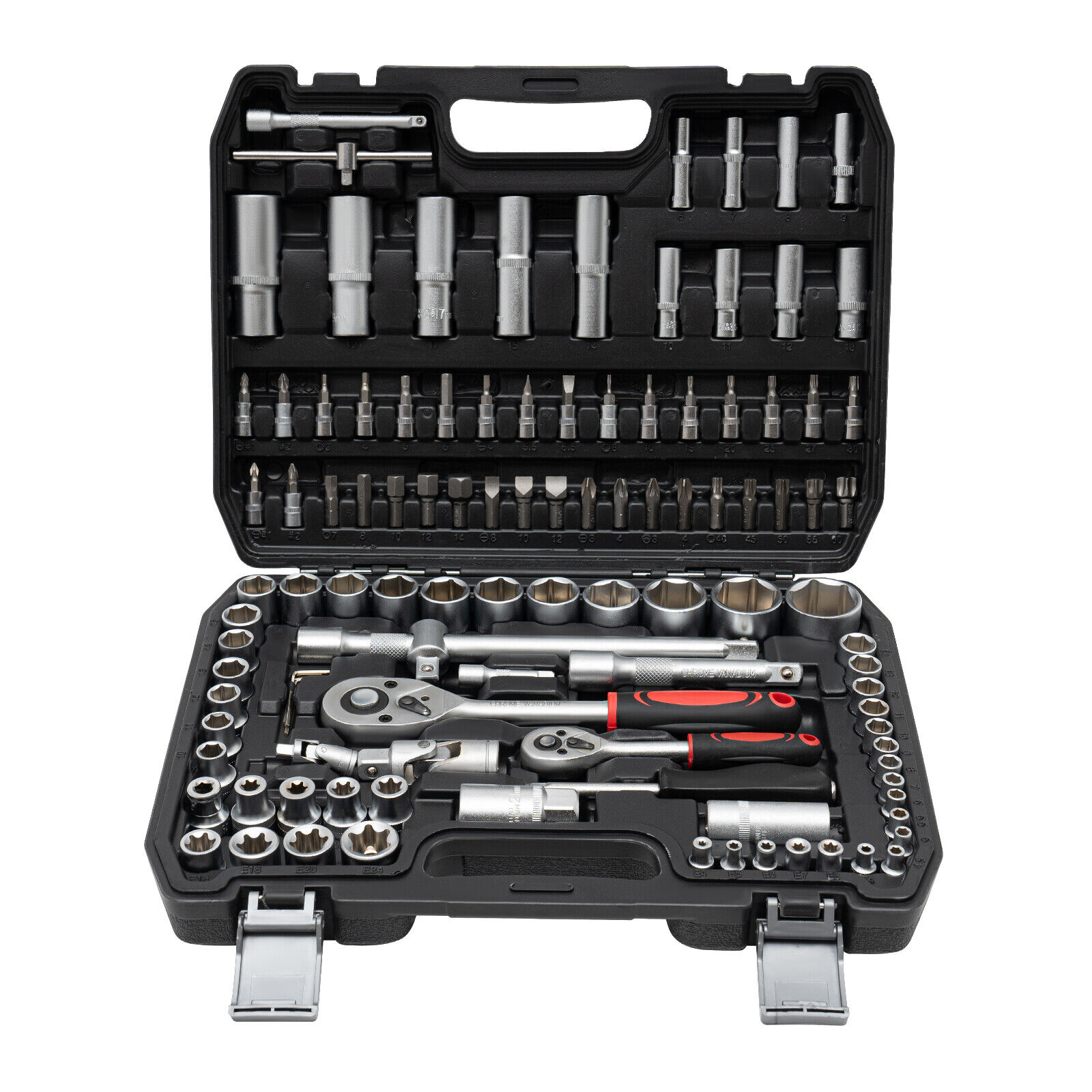 Ratchet Wrench Mechanics Tools Kit Metric 1/4 And 1/2 Drive Socket Set 108Pcs