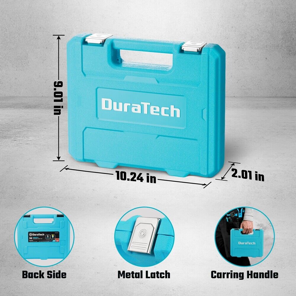 DURATECH 3/8" Swivel Socket Set SAE&Metric 14PCS Shallow Universal Impact Socket