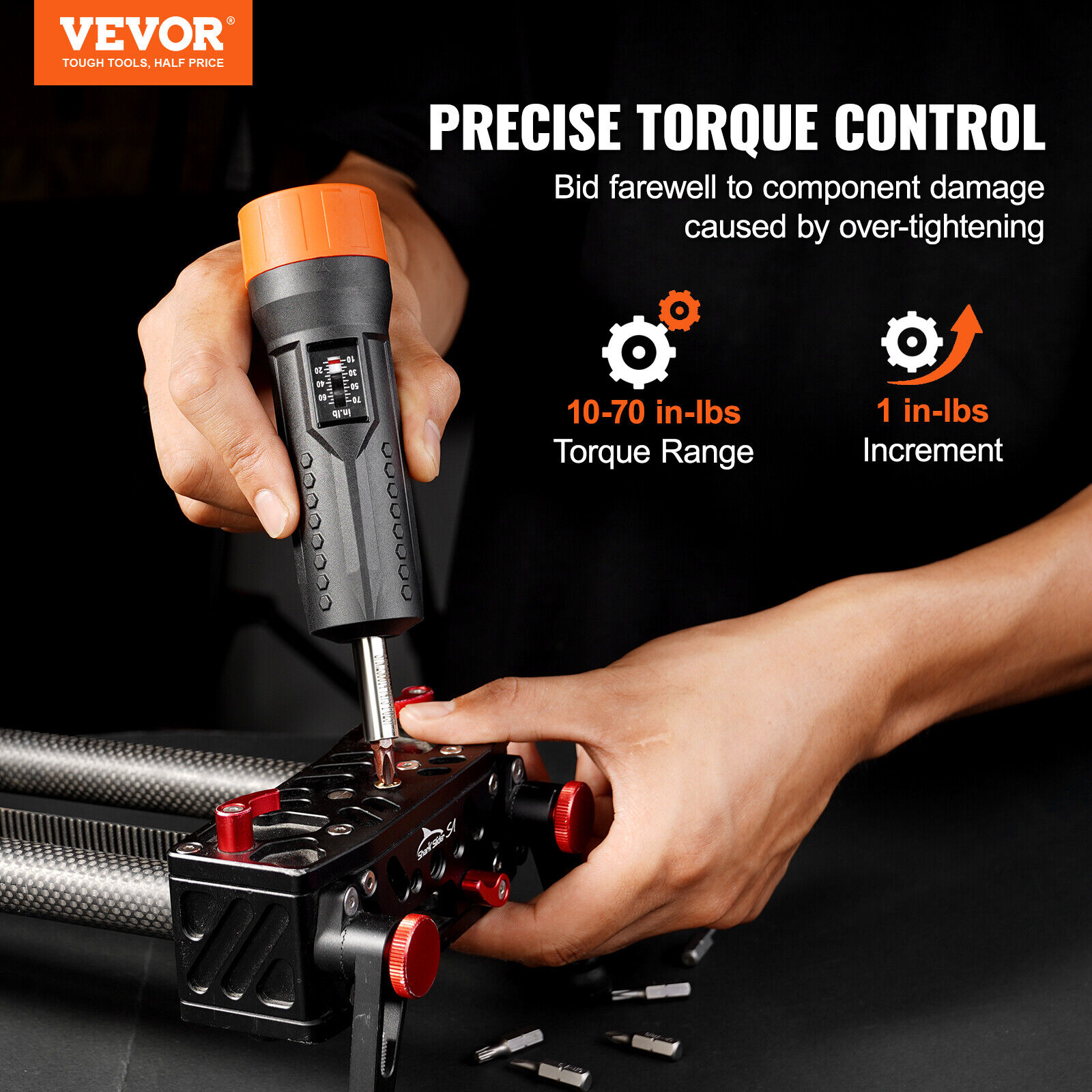 VEVOR Torque Screwdriver 1/4" Range 10-70 in/lb w/ 1 in-lb Increment View Window