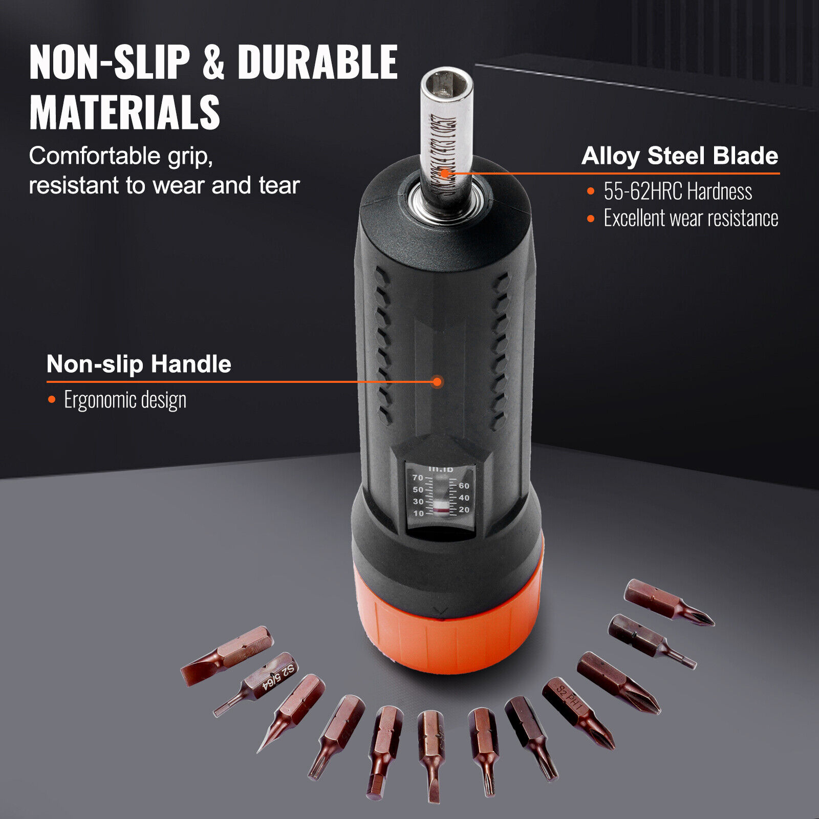VEVOR Torque Screwdriver 1/4" Range 10-70 in/lb w/ 1 in-lb Increment View Window