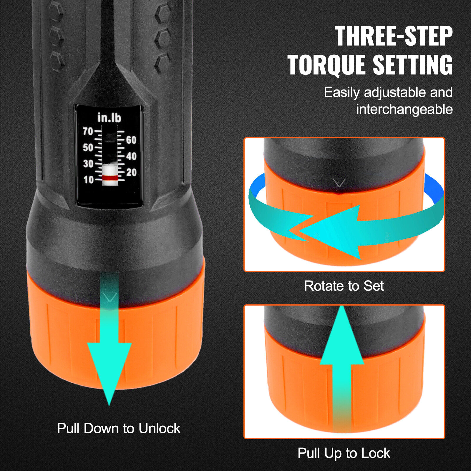 VEVOR Torque Screwdriver 1/4" Range 10-70 in/lb w/ 1 in-lb Increment View Window
