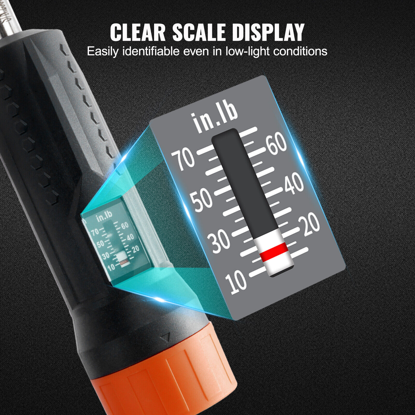 VEVOR Torque Screwdriver 1/4" Range 10-70 in/lb w/ 1 in-lb Increment View Window