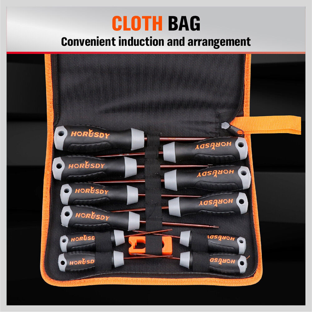 12 PC Torx Screwdriver Set Magnetic T6 - T40 Security Tamper Proof Star S2 Steel