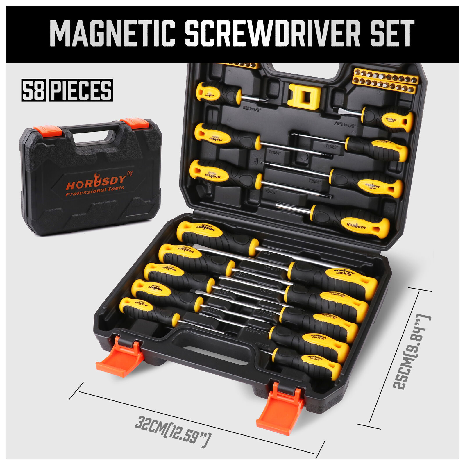 58 in 1 Magnetic Screwdriver Set Slotted Phillips Torx Pozidriv Hex With Case