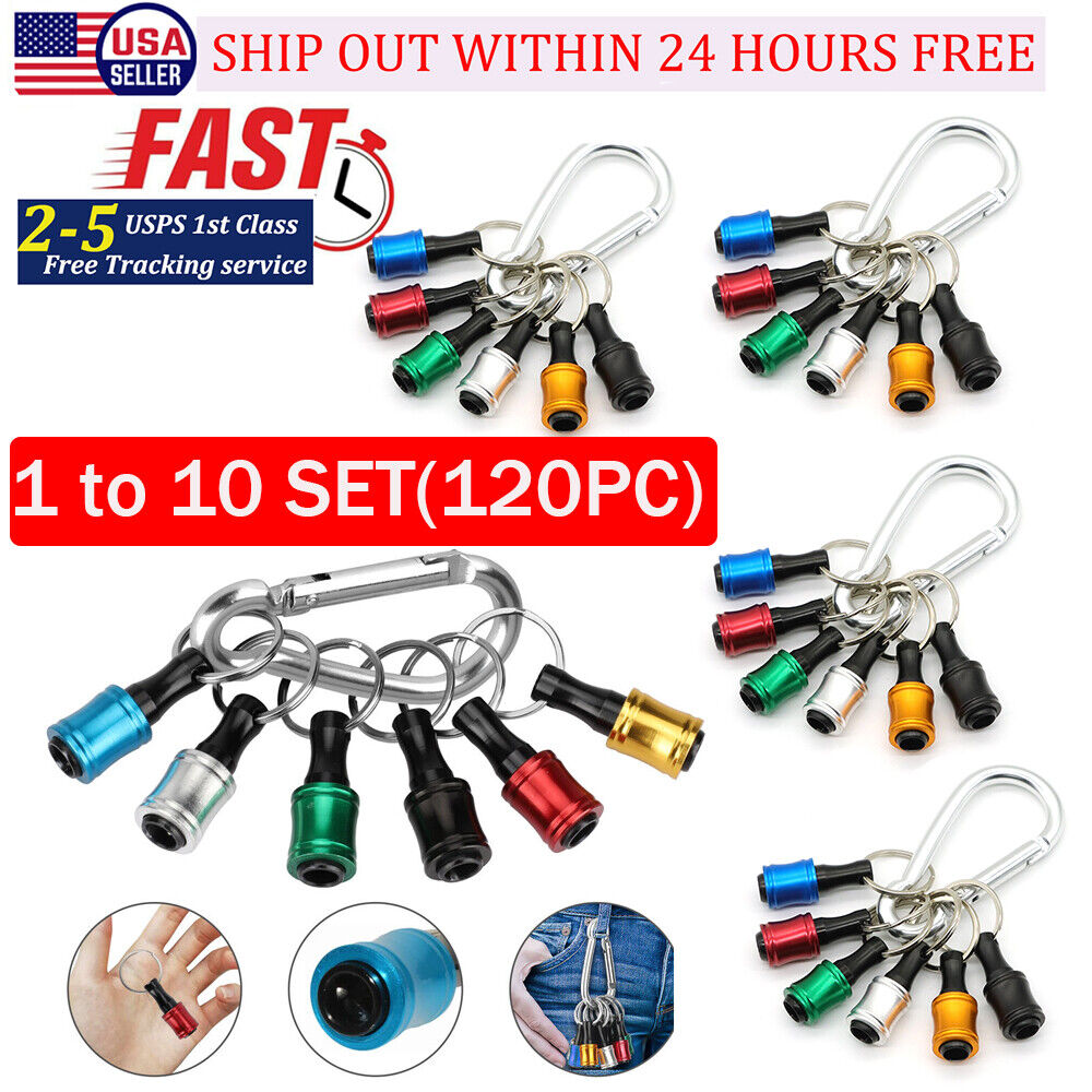 1/4" Hex Shank Quick Release Keychain Screwdriver Drill Bit Holder Bit Set Lots